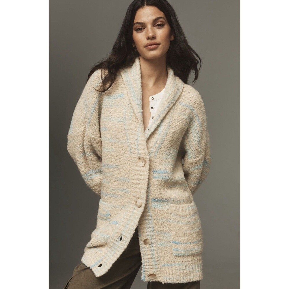 Anthropologie Pilcro Cardigan Sweater Blue Oversize Boho Comfy Cozy Small P NWT
